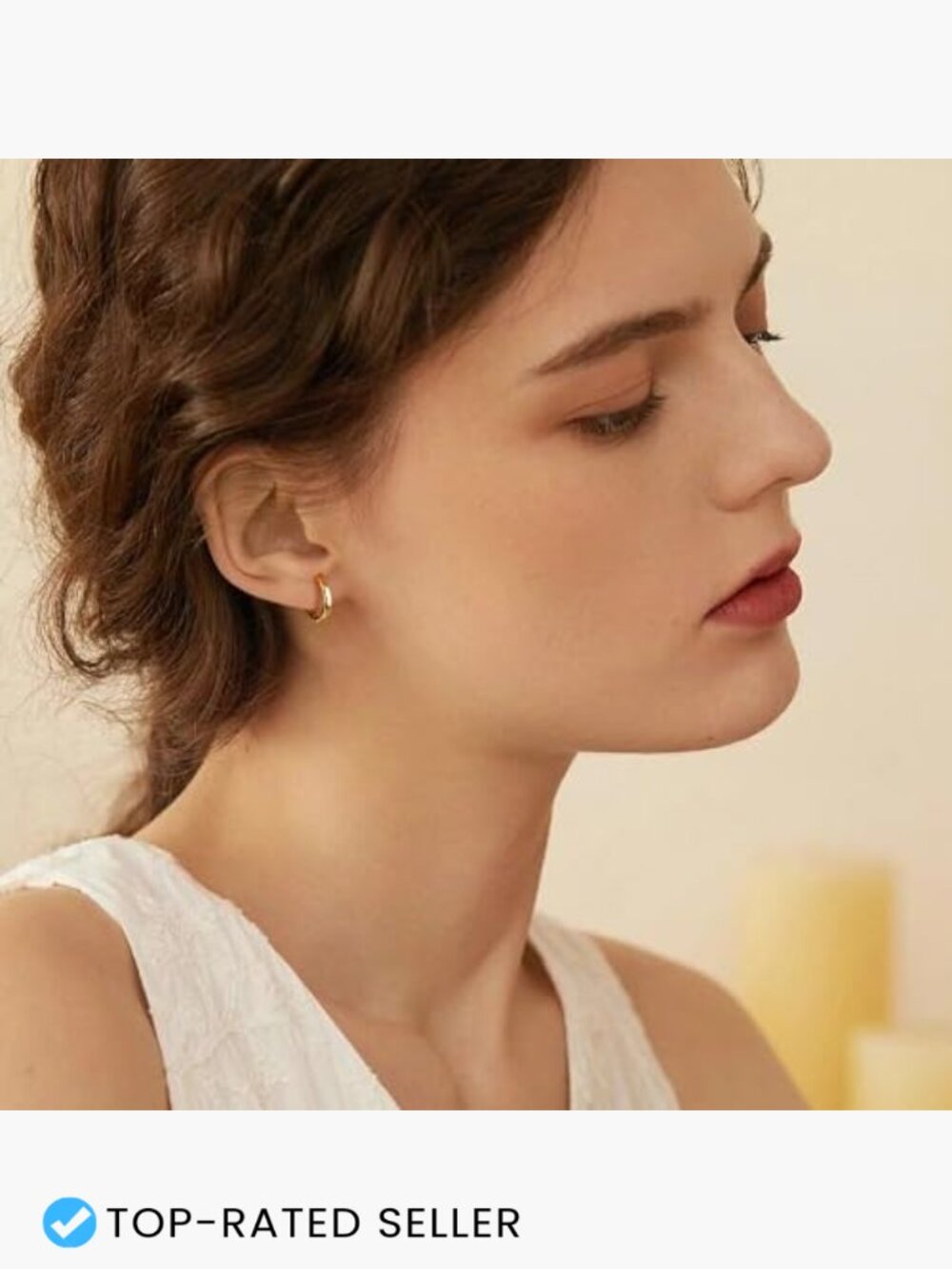 Gold Huggie Hoop Earrings Hypoallergenic Lightweight Women Jewelry - Picture 2 of 7